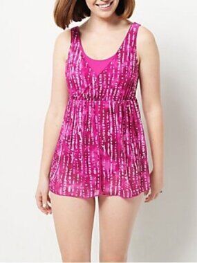 Denim & Co. Beach V-Neck Surplice Layered Swim Dress
